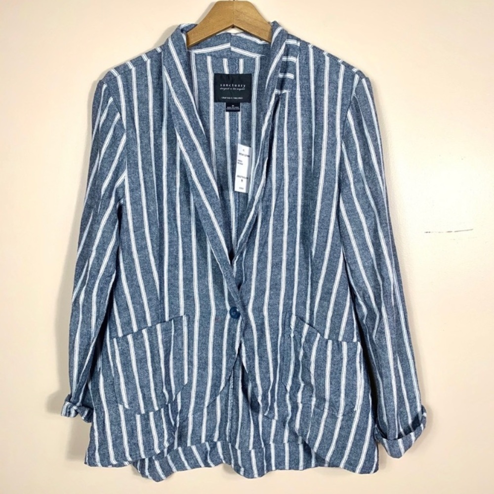 NWT Sanctuary Linen Button Blue / Grey Blazer
